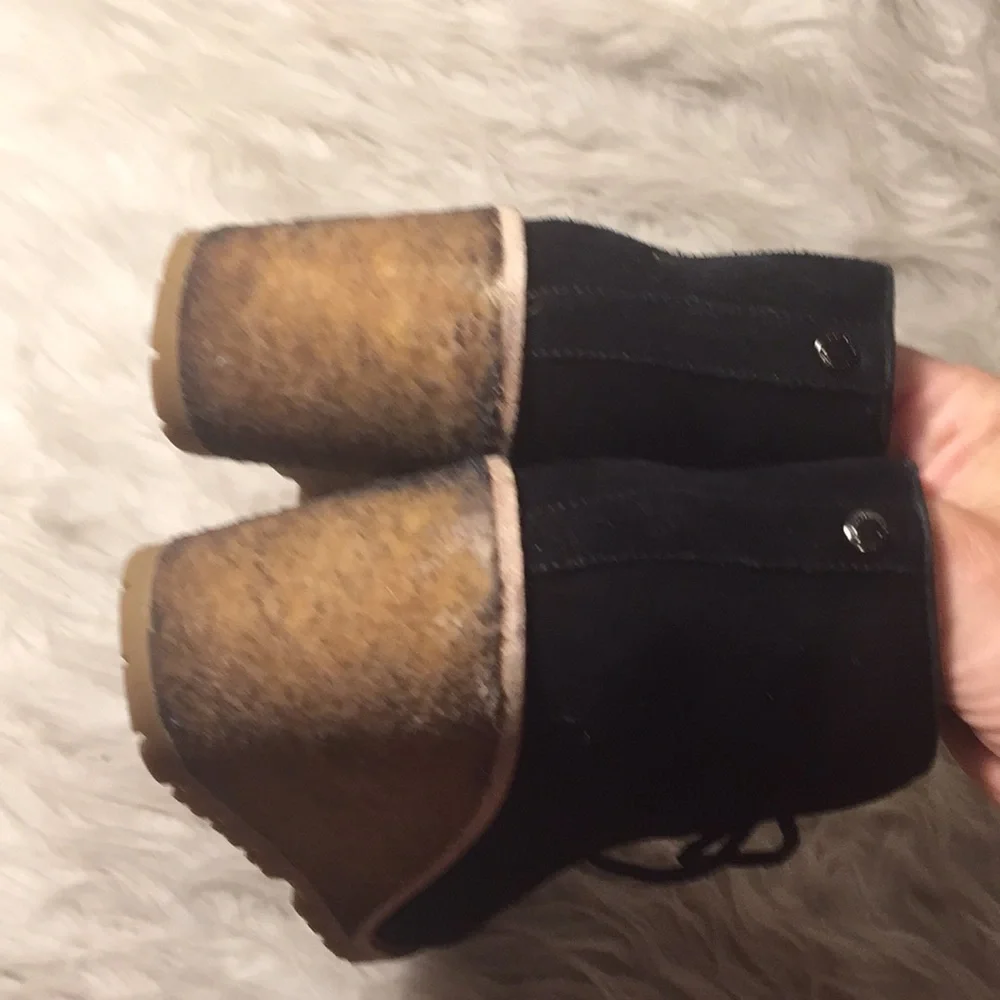 Coach karson suede lace up wedges